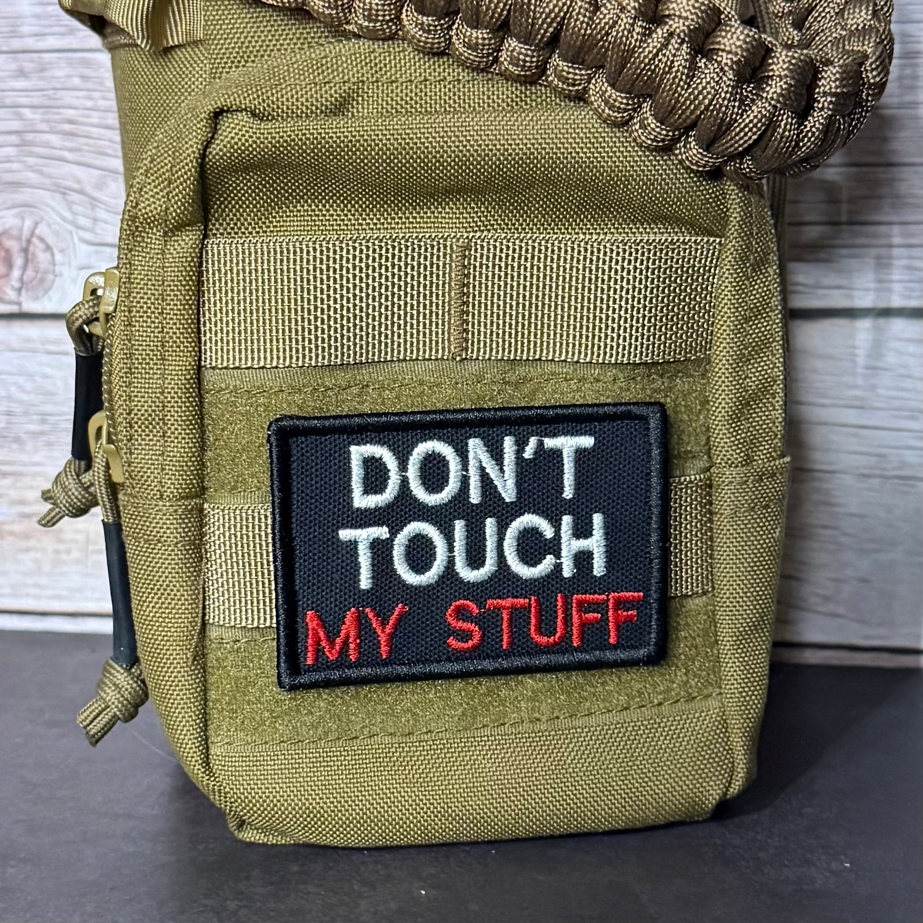 Don't Touch My Stuff Funny Morale Patch, 2x3" | Made in USA | VELCRO® Brand Hook Backing - LoneStar Adhesive
