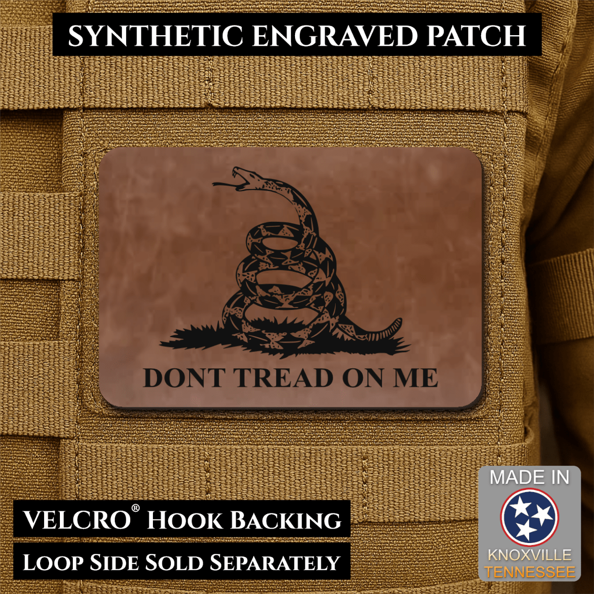 Don’t Tread on Me Gadsden Flag Patch | Made in USA | VELCRO® Brand Hook Backing - LoneStar Adhesive