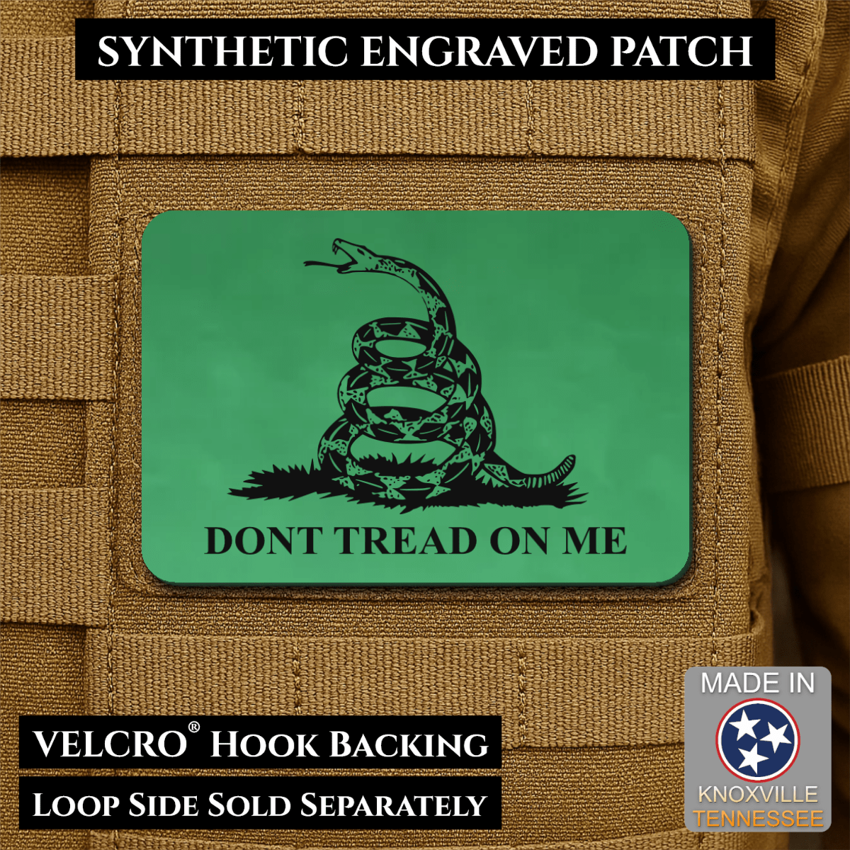 Don’t Tread on Me Gadsden Flag Patch | Made in USA | VELCRO® Brand Hook Backing - LoneStar Adhesive