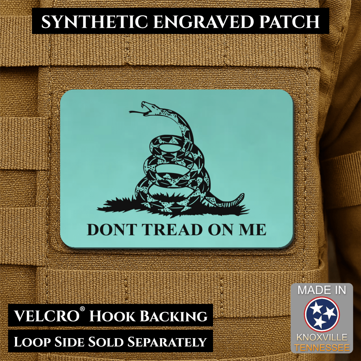 Don’t Tread on Me Gadsden Flag Patch | Made in USA | VELCRO® Brand Hook Backing - LoneStar Adhesive