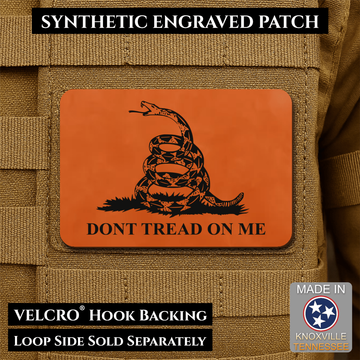 Don’t Tread on Me Gadsden Flag Patch | Made in USA | VELCRO® Brand Hook Backing - LoneStar Adhesive