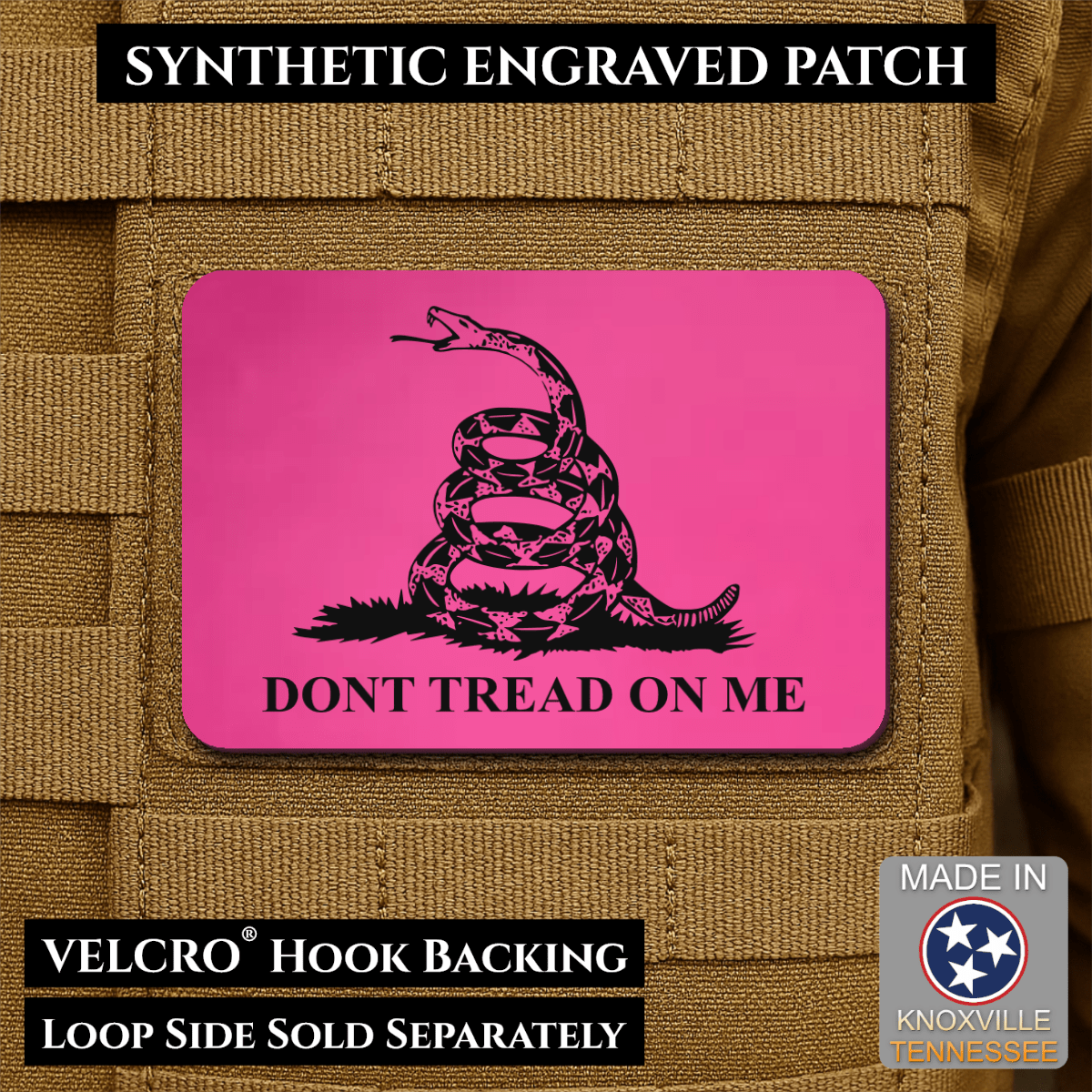 Don’t Tread on Me Gadsden Flag Patch | Made in USA | VELCRO® Brand Hook Backing - LoneStar Adhesive