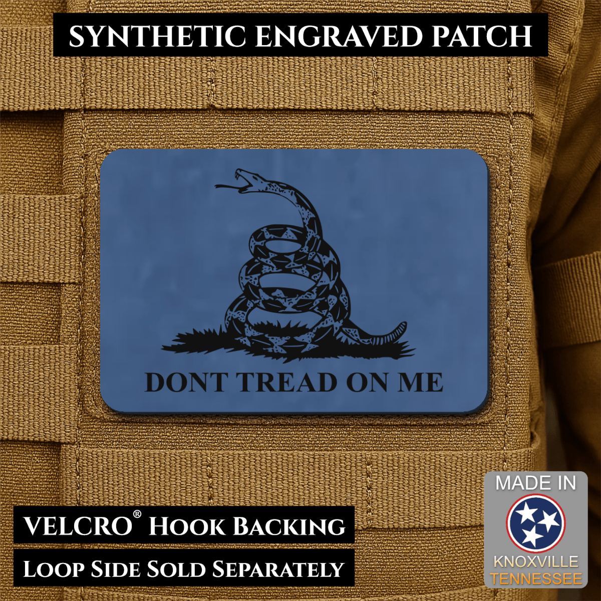 Don’t Tread on Me Gadsden Flag Patch | Made in USA | VELCRO® Brand Hook Backing - LoneStar Adhesive