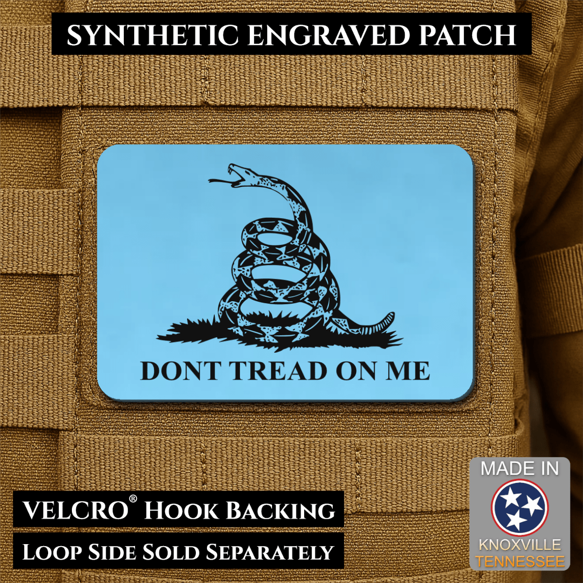 Don’t Tread on Me Gadsden Flag Patch | Made in USA | VELCRO® Brand Hook Backing - LoneStar Adhesive