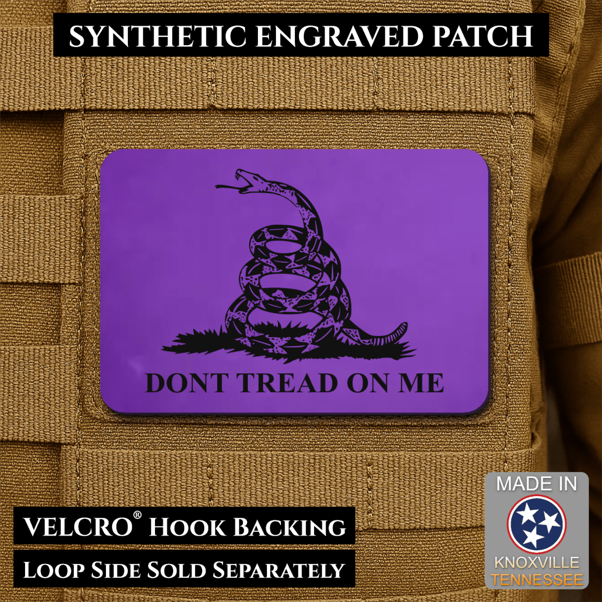 Don’t Tread on Me Gadsden Flag Patch | Made in USA | VELCRO® Brand Hook Backing - LoneStar Adhesive