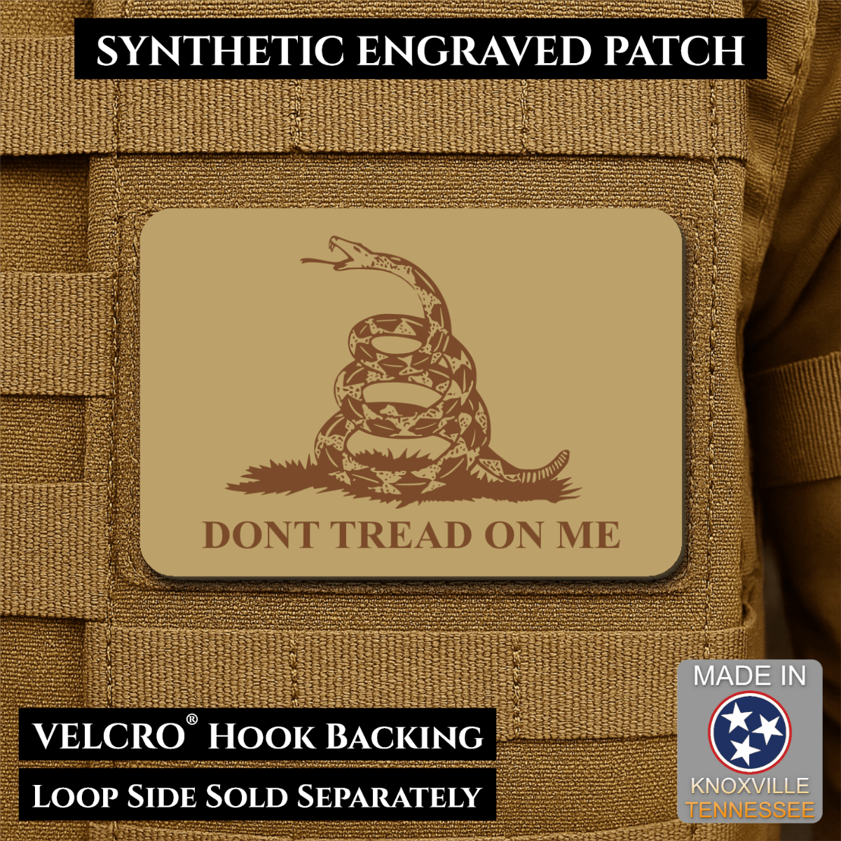 Don’t Tread on Me Gadsden Flag Patch | Made in USA | VELCRO® Brand Hook Backing - LoneStar Adhesive