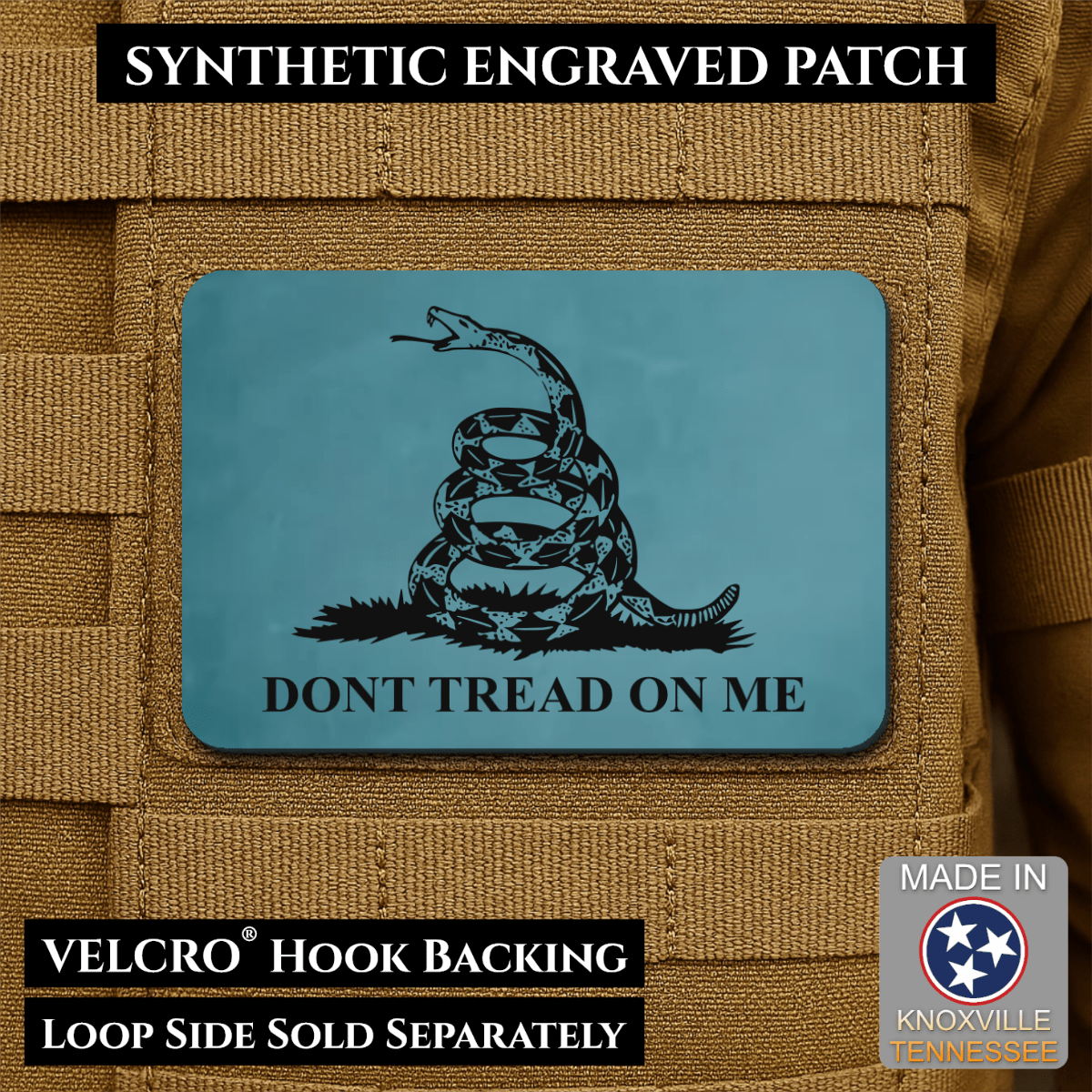 Don’t Tread on Me Gadsden Flag Patch | Made in USA | VELCRO® Brand Hook Backing - LoneStar Adhesive