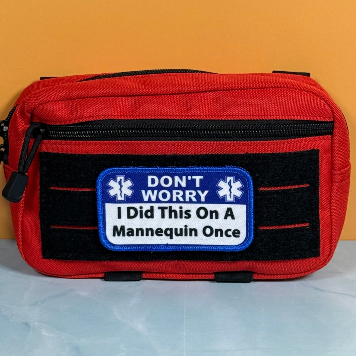 Don’t Worry I Did This On A Mannequin Once Funny Morale Patch, 2.25x4" | Made in USA | VELCRO® Brand Hook Backing - LoneStar Adhesive