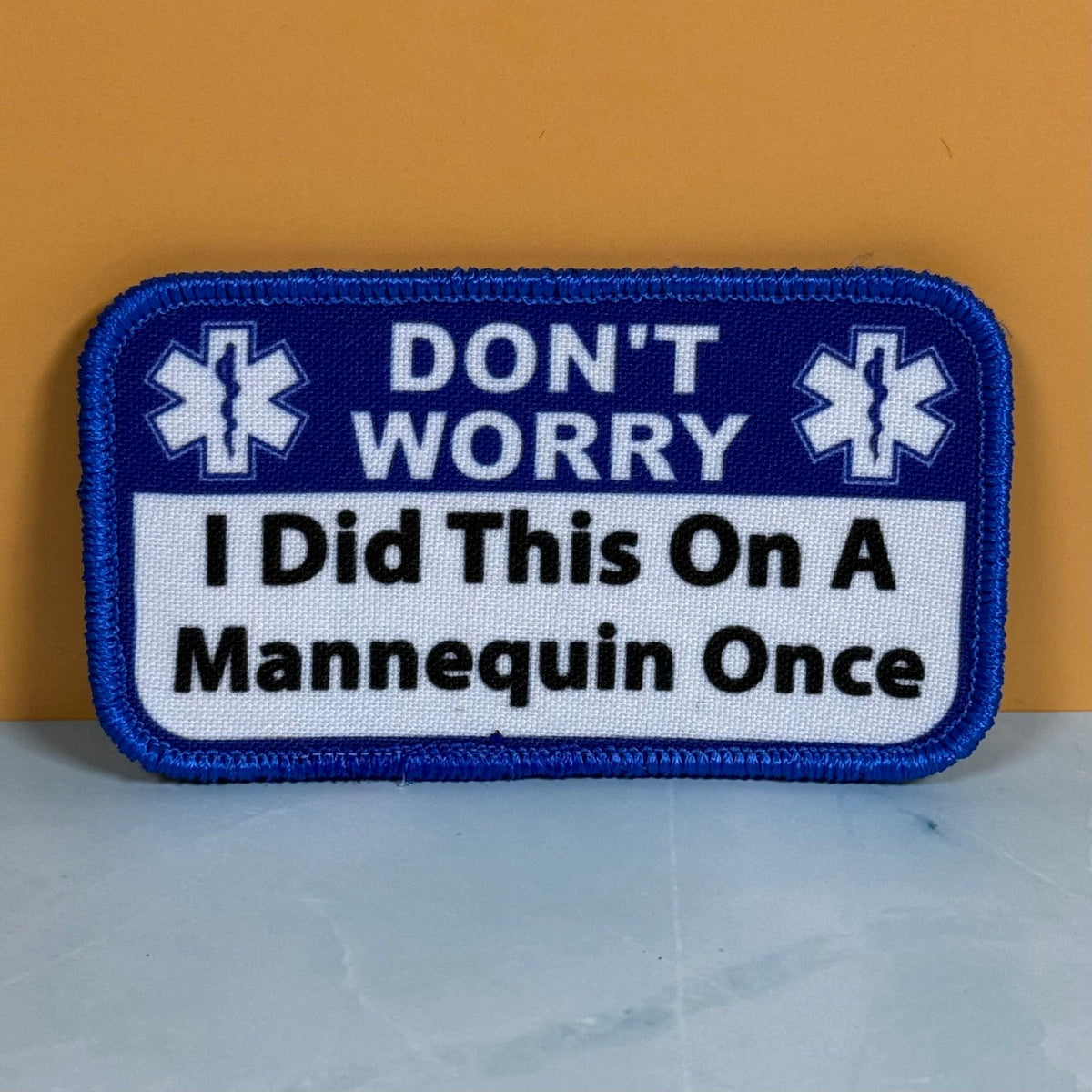 Don’t Worry I Did This On A Mannequin Once Funny Morale Patch, 2.25x4" | Made in USA | VELCRO® Brand Hook Backing - LoneStar Adhesive