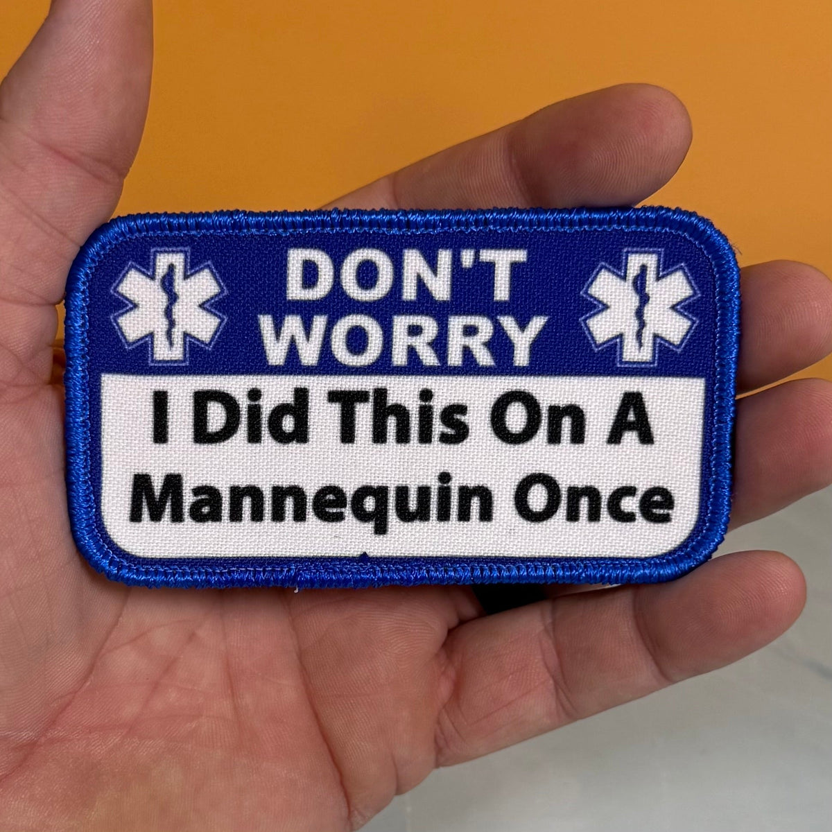 Don’t Worry I Did This On A Mannequin Once Funny Morale Patch, 2.25x4" | Made in USA | VELCRO® Brand Hook Backing - LoneStar Adhesive