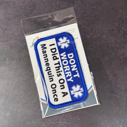 Don’t Worry I Did This On A Mannequin Once Funny Morale Patch, 2.25x4" | Made in USA | VELCRO® Brand Hook Backing - LoneStar Adhesive