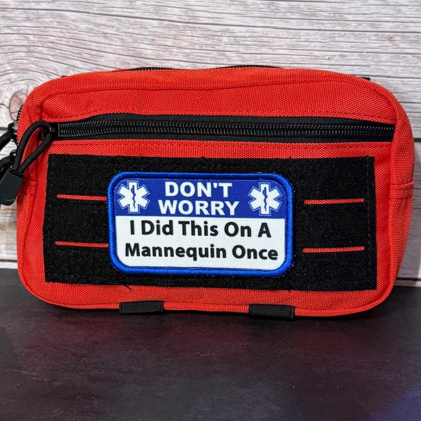 Don’t Worry I Did This On A Mannequin Once Funny Morale Patch, 2.25x4" | Made in USA | VELCRO® Brand Hook Backing - LoneStar Adhesive