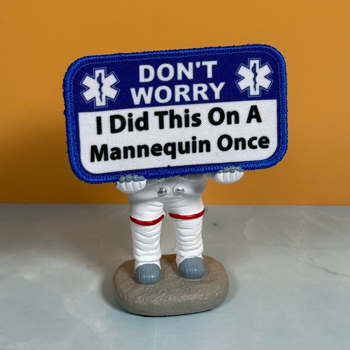 Don’t Worry I Did This On A Mannequin Once Funny Morale Patch, 2.25x4" | Made in USA | VELCRO® Brand Hook Backing - LoneStar Adhesive