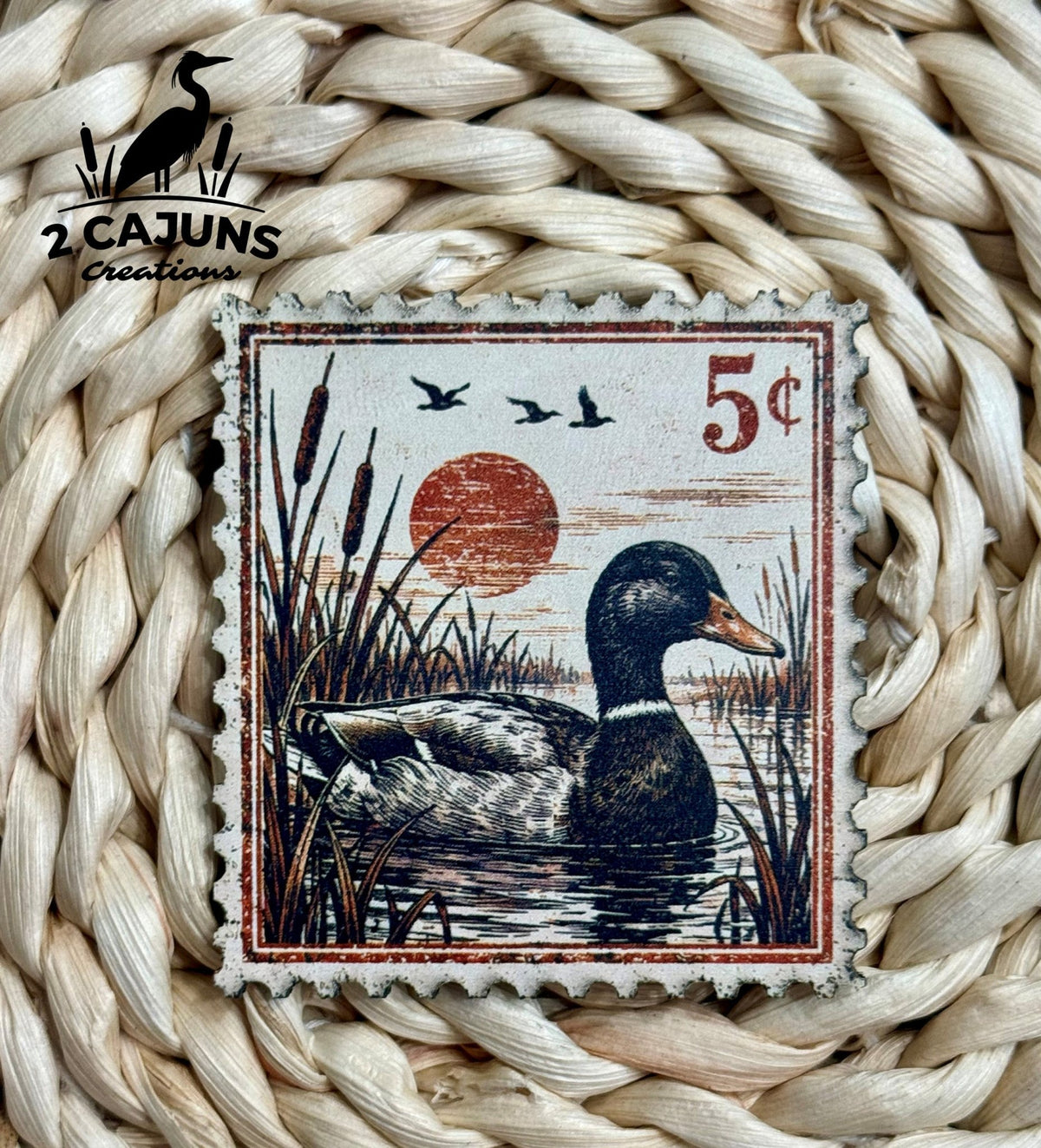 Duck Vintage Stamp UV Printed Hat Patch - LoneStar Adhesive
