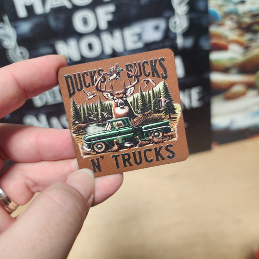 Ducks Bucks Trucks UV Printed Leatherette Hat Patch - MR01 - LoneStar Adhesive