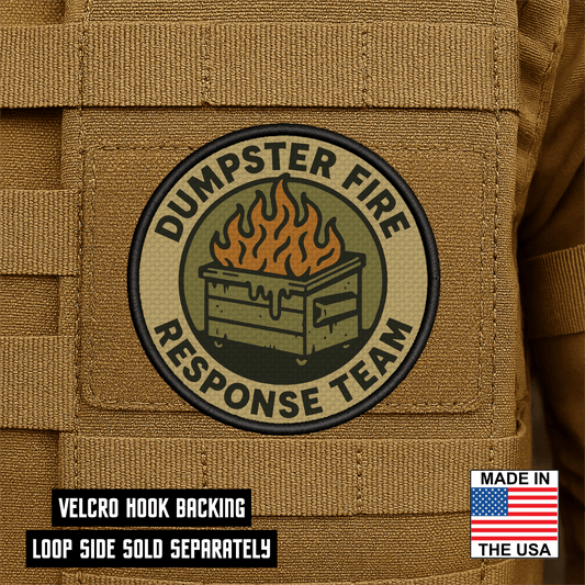 Dumpster Fire Response Team Funny Morale Patch 3" Round Hook & Loop | Made in USA - LoneStar Adhesive