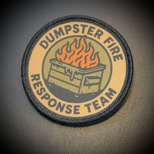 Dumpster Fire Response Team Funny Printed Morale Patch, 3" Round | VELCRO® Brand Hook Backing - #LoneStar Adhesive#