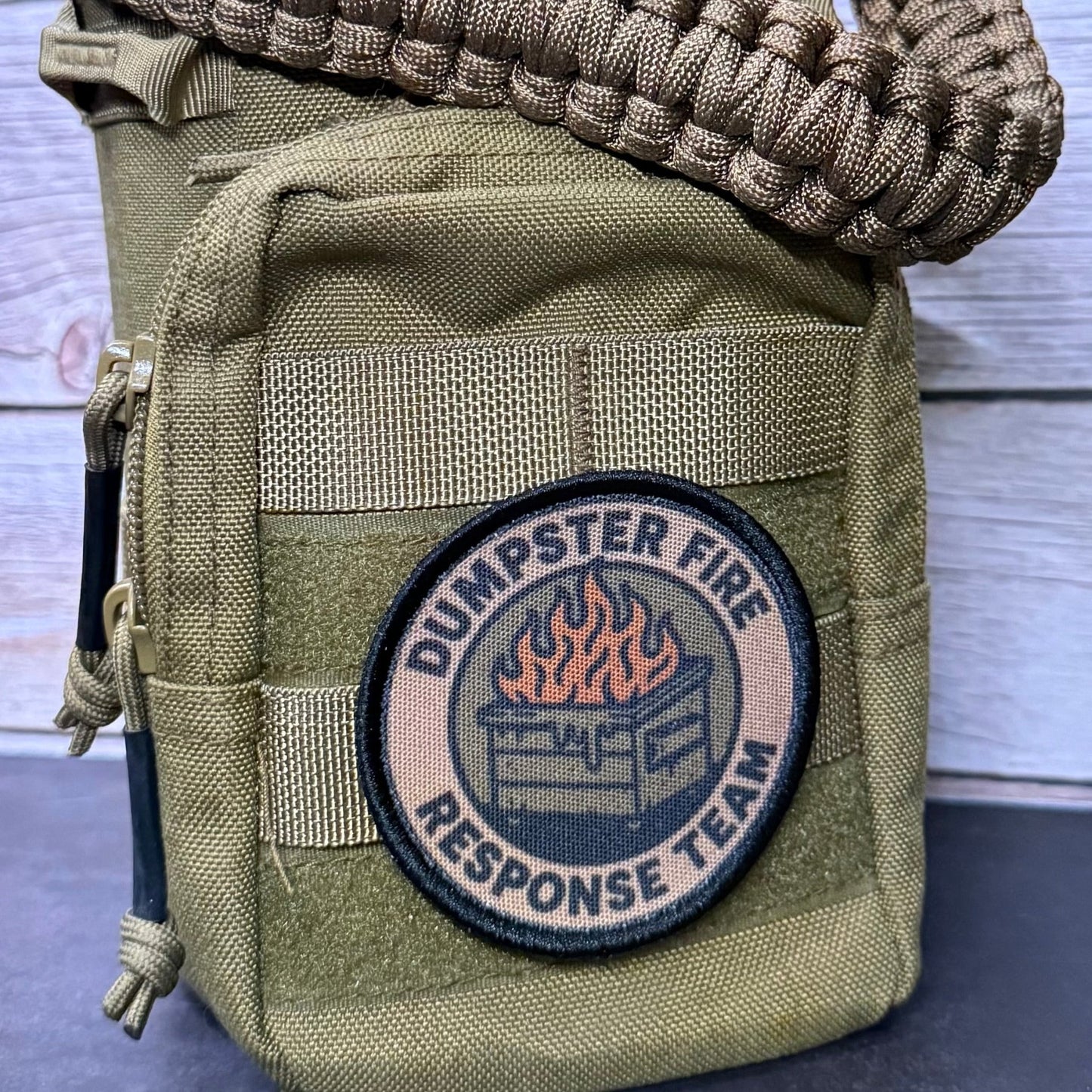 Dumpster Fire Response Team Funny Tactical Morale Patch, 3" Round | Made in USA | VELCRO® Brand Hook Backing - LoneStar Adhesive