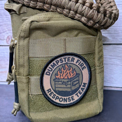 Dumpster Fire Response Team Funny Tactical Morale Patch, 3" Round | Made in USA | VELCRO® Brand Hook Backing - LoneStar Adhesive