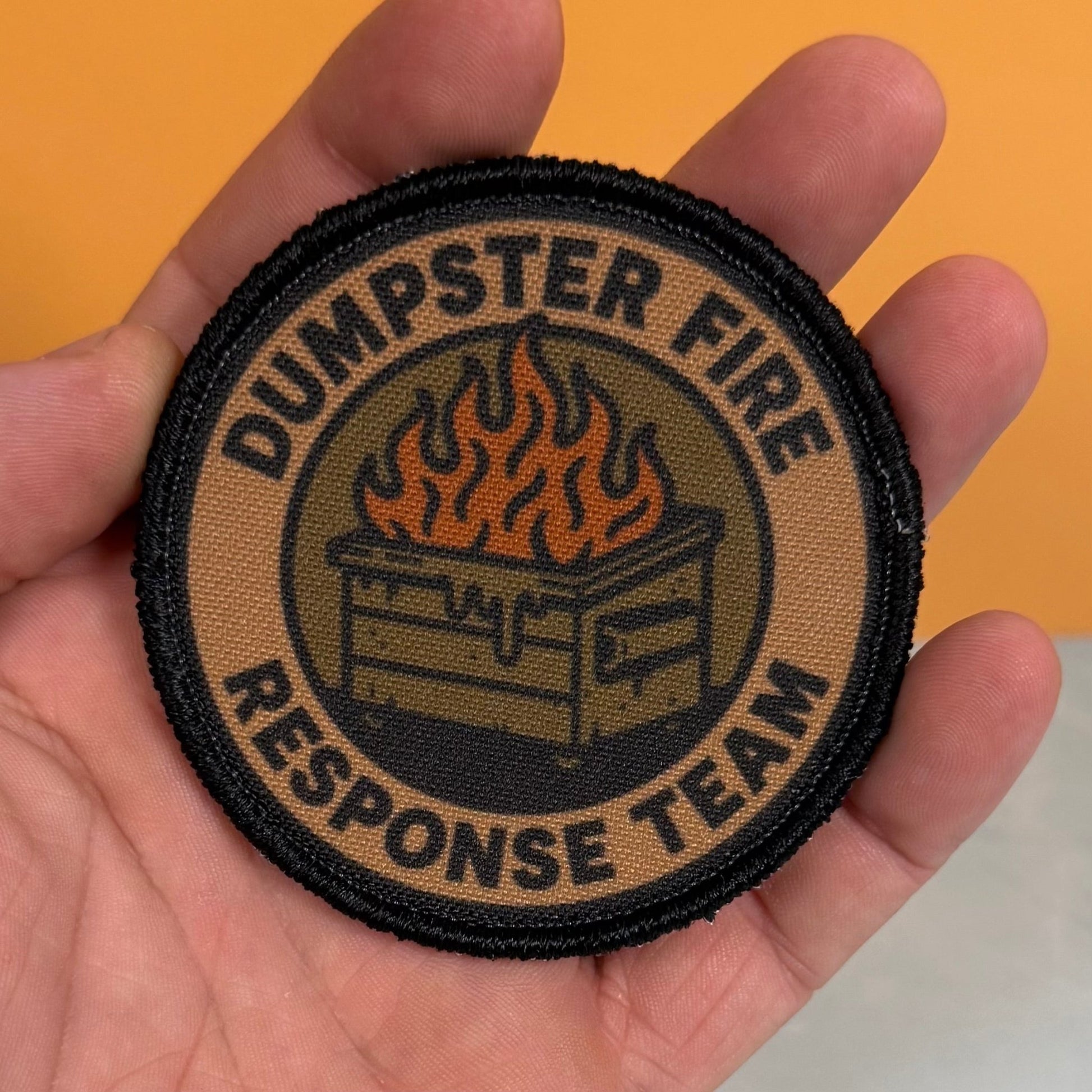 Dumpster Fire Response Team Funny Tactical Morale Patch, 3" Round | Made in USA | VELCRO® Brand Hook Backing - LoneStar Adhesive