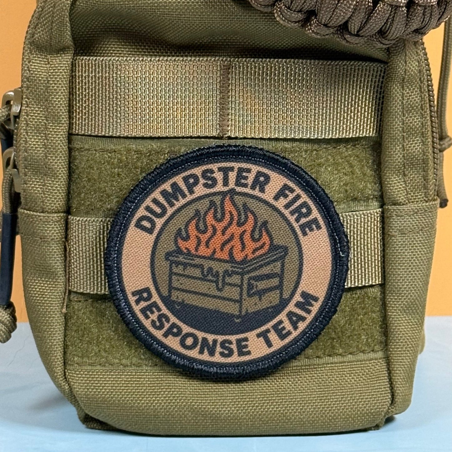 Dumpster Fire Response Team Funny Tactical Morale Patch, 3" Round | Made in USA | VELCRO® Brand Hook Backing - LoneStar Adhesive