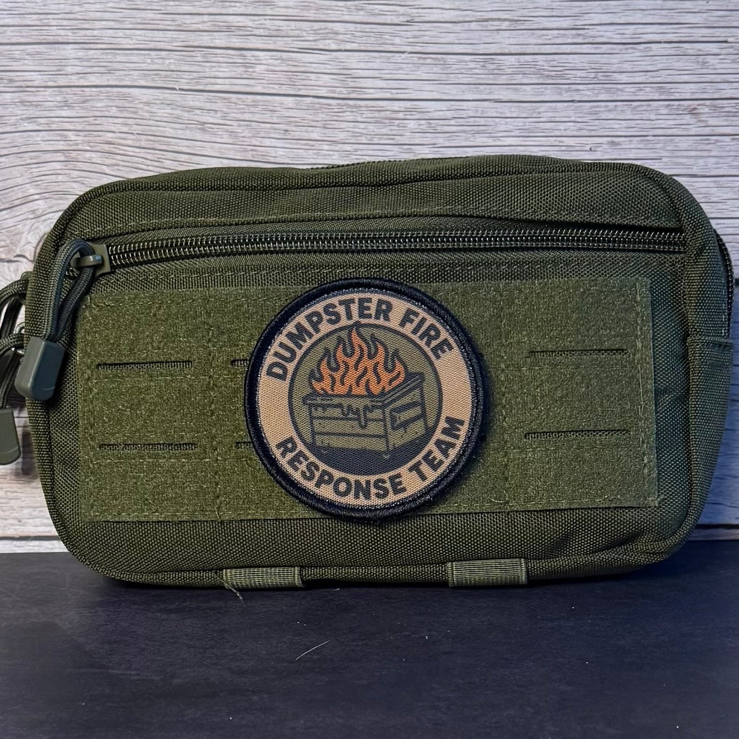 Dumpster Fire Response Team Funny Tactical Morale Patch, 3" Round | Made in USA | VELCRO® Brand Hook Backing - LoneStar Adhesive