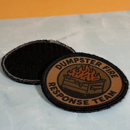 Dumpster Fire Response Team Funny Tactical Morale Patch, 3" Round | Made in USA | VELCRO® Brand Hook Backing - LoneStar Adhesive