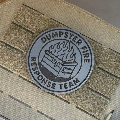 Dumpster Fire Response Team Laser Engraved Morale Patch, 3" Round | VELCRO® Brand Hook Backing - #LoneStar Adhesive#