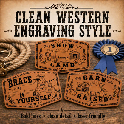 Lamb Livestock Show Hat Patch SVG Bundle, 16 Western Sheep Designs, Laser Engraving Files, XS PNG PDF