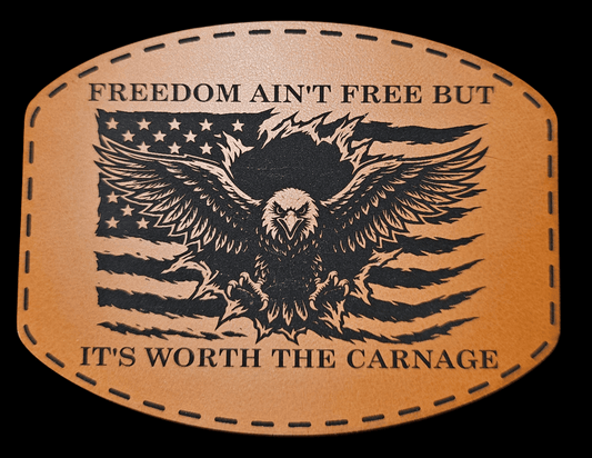 Eagle Blasting Through Flag - Freedom Ain't Free But It's Worth The Carnage - LoneStar Adhesive