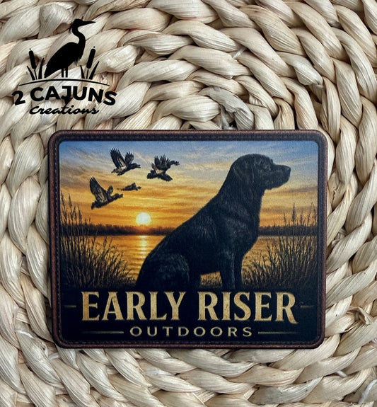 Early Riser Duck Hunting Lab UV Printed Hat Patch - LoneStar Adhesive