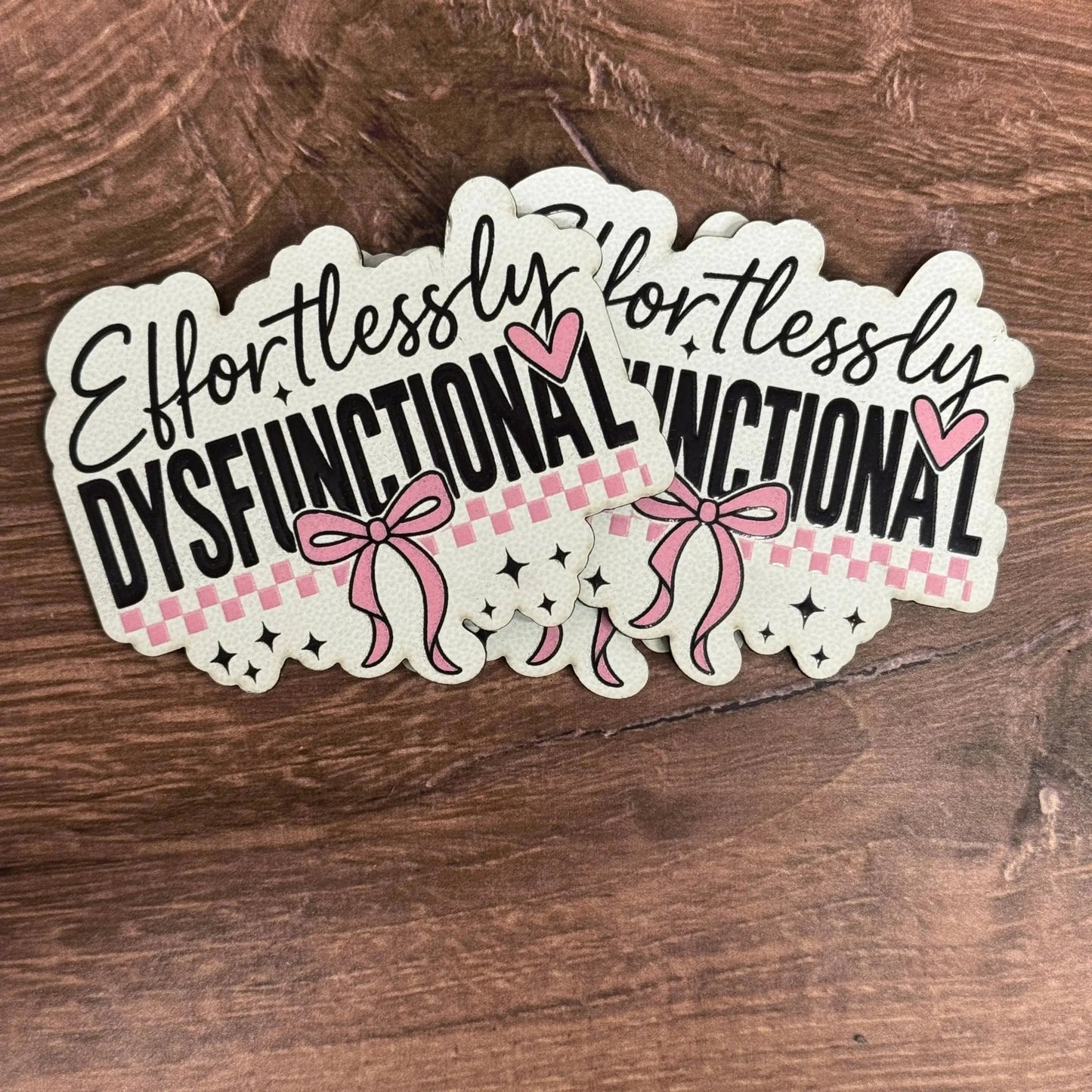 Effortlessly Dysfunctional | UV Printed Leather Hat Patch - LoneStar Adhesive
