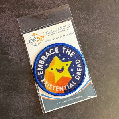 Embrace the Existential Dread Funny Morale Patch | Made in USA | VELCRO® Brand Hook Backing - LoneStar Adhesive