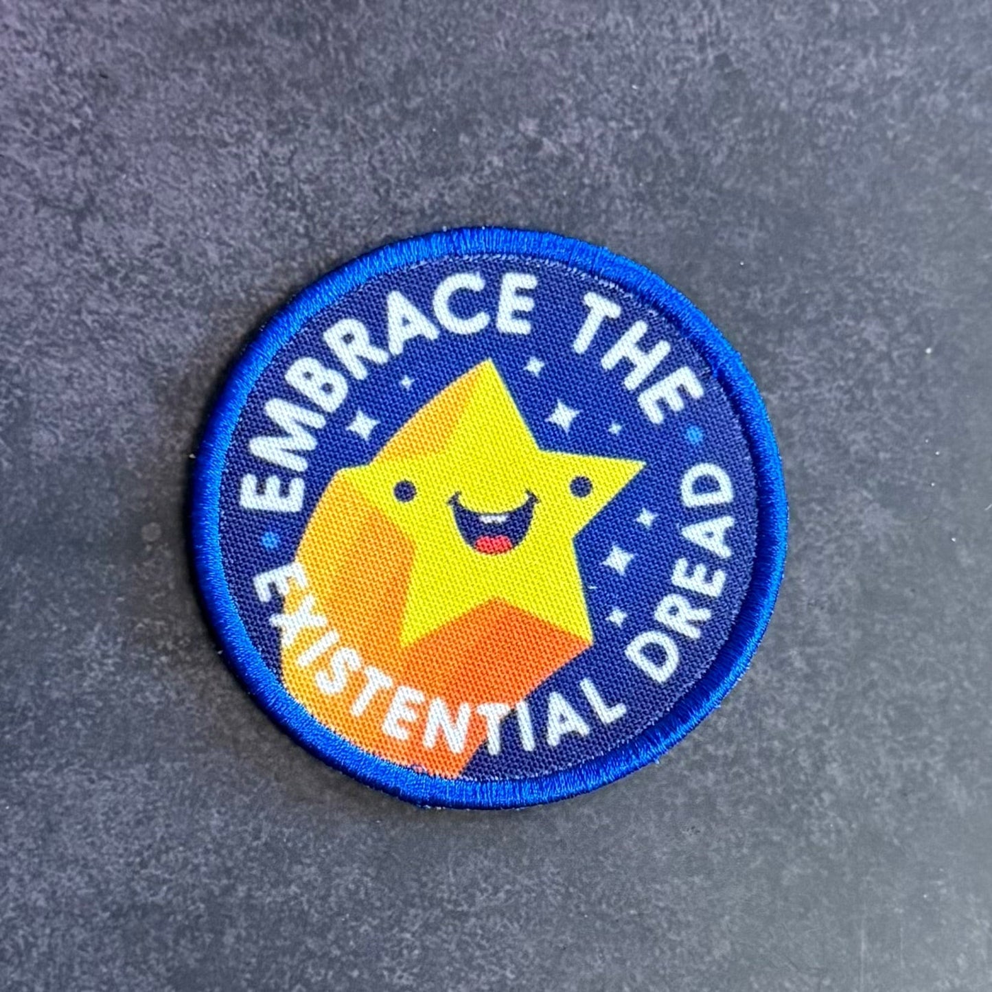 Embrace the Existential Dread Funny Morale Patch | Made in USA | VELCRO® Brand Hook Backing - LoneStar Adhesive