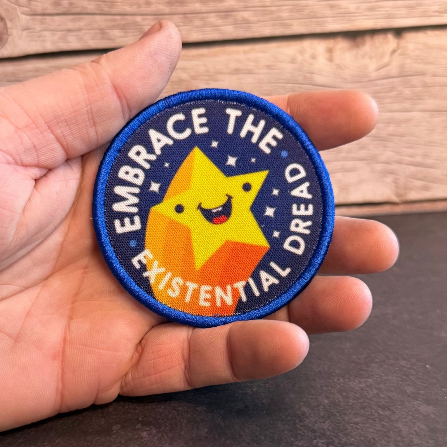 Embrace the Existential Dread Funny Morale Patch | Made in USA | VELCRO® Brand Hook Backing - LoneStar Adhesive