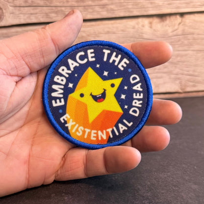 Embrace the Existential Dread Funny Morale Patch | Made in USA | VELCRO® Brand Hook Backing - LoneStar Adhesive