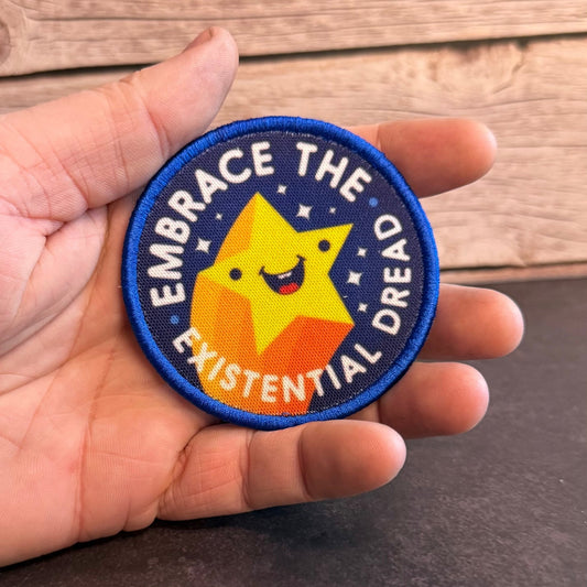 Embrace the Existential Dread Funny Morale Patch | Made in USA | VELCRO® Brand Hook Backing - LoneStar Adhesive
