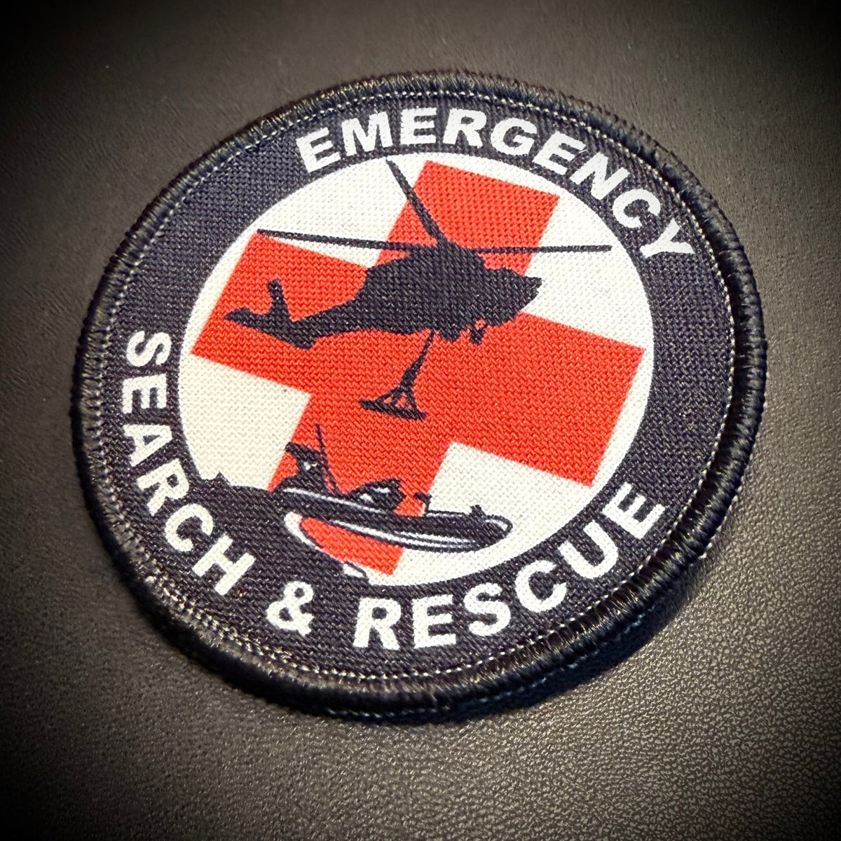 Emergency Search & Rescue Printed Morale Patch, 3" Round | VELCRO® Brand Hook Backing - #LoneStar Adhesive#