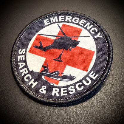 Emergency Search & Rescue Printed Morale Patch, 3" Round | VELCRO® Brand Hook Backing - #LoneStar Adhesive#