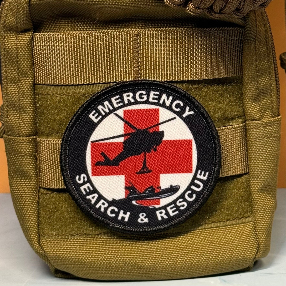 Emergency Search & Rescue Printed Morale Patch, 3" Round | VELCRO® Brand Hook Backing - #LoneStar Adhesive#