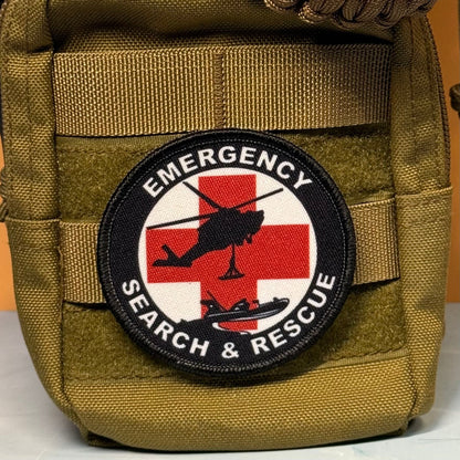 Emergency Search & Rescue Printed Morale Patch, 3" Round | VELCRO® Brand Hook Backing - #LoneStar Adhesive#