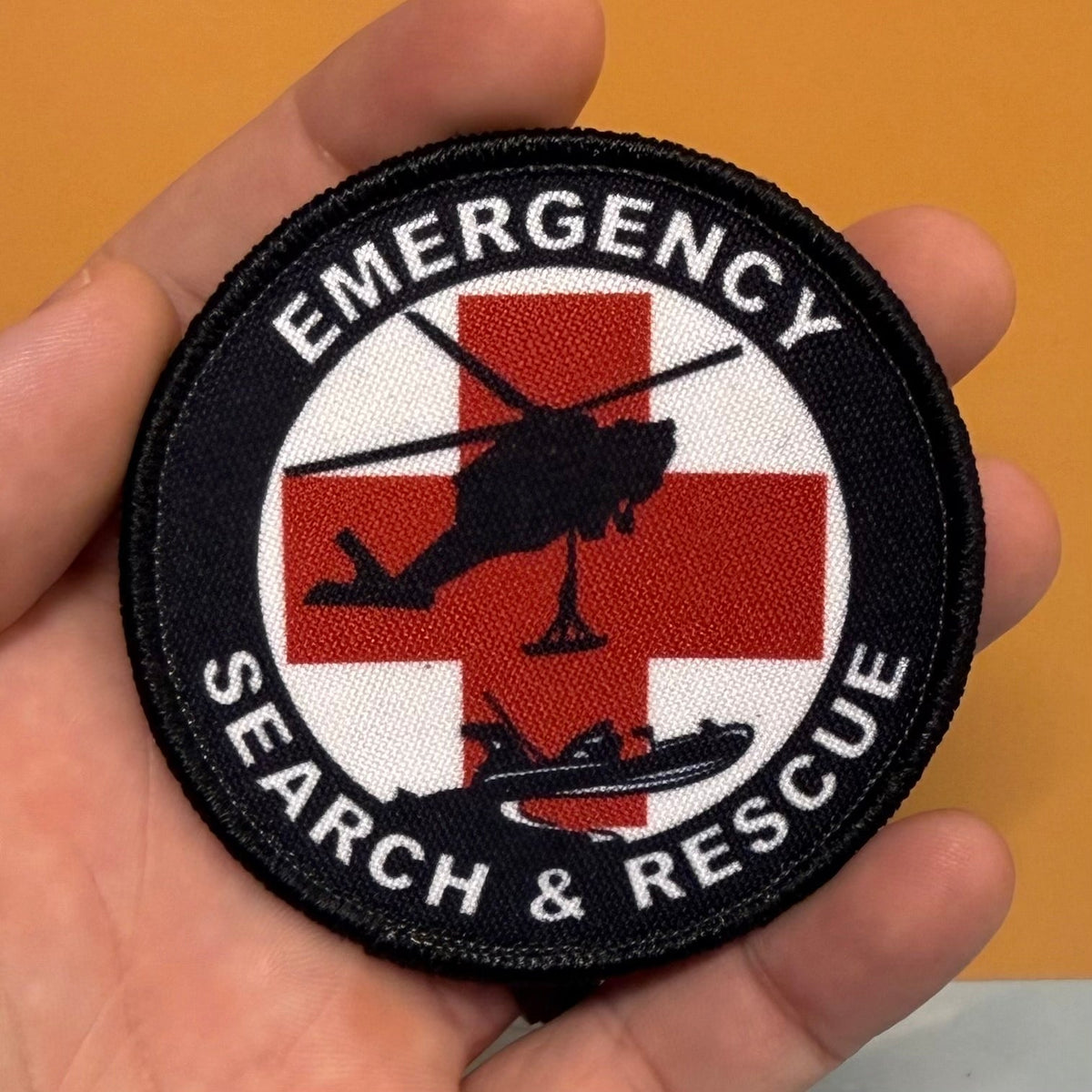 Emergency Search & Rescue Printed Morale Patch, 3" Round | VELCRO® Brand Hook Backing - #LoneStar Adhesive#