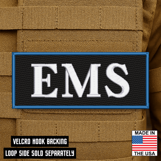 EMS ID Plate Carrier Patch 2.5" x 6" Hook & Loop | Made in USA - LoneStar Adhesive