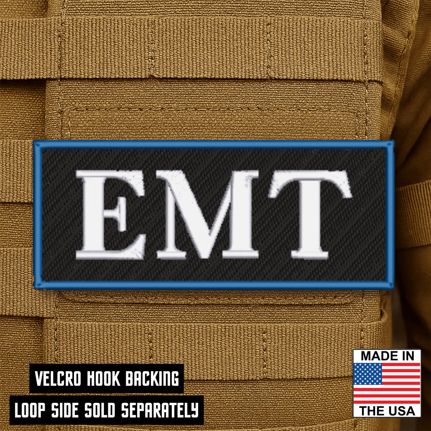 EMT ID Plate Carrier Patch 2.5" x 6" Hook & Loop | Made in USA - LoneStar Adhesive