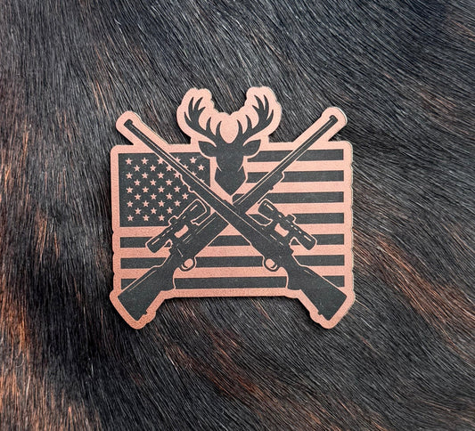 Engraved Deer Hunting American Flag Patch - LoneStar Adhesive