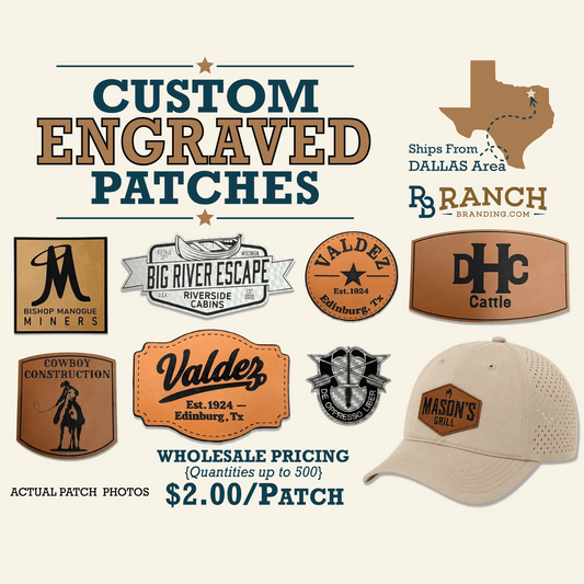 Engraved Heritage Leatherette Patches. - LoneStar Adhesive