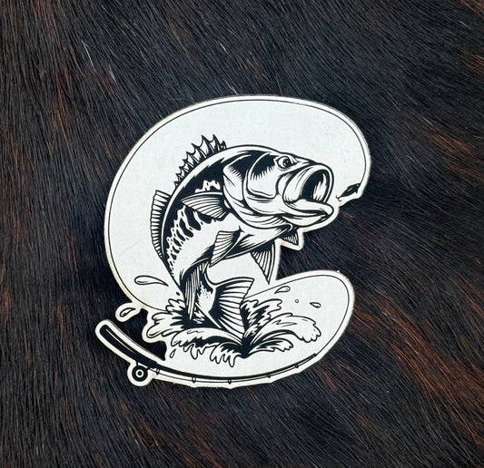 Engraved Hooked Bass Fishing Patch - LoneStar Adhesive