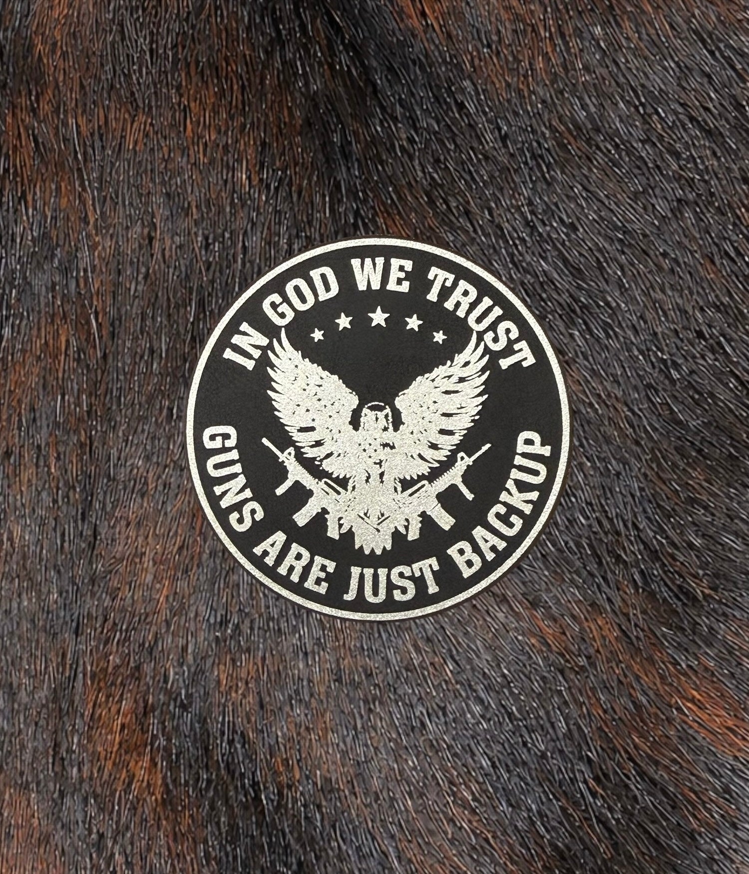 Engraved In God We Trust Guns Are Just Backup Patch - LoneStar Adhesive