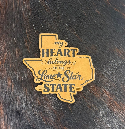 Engraved My Heart Belongs to the Lone Star State Patch - LoneStar Adhesive