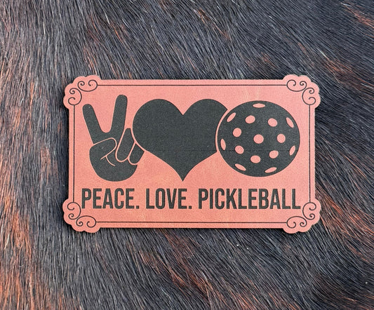 Engraved Peace Love Pickleball Patch - LoneStar Adhesive